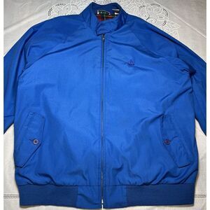 VTG Izod Harrington Jacket Sz L Blue‎ Plaid Lining Preppy 90's